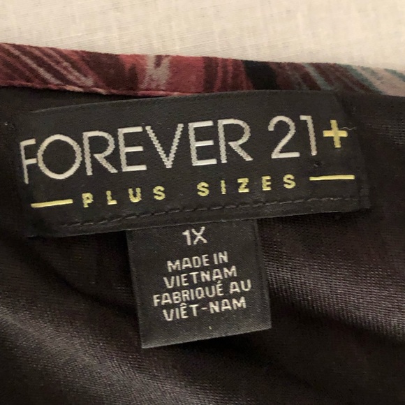 Forever 21 Plus Size Feather Print Ruffle Sleeve Dress 1X - Picture 10 of 12